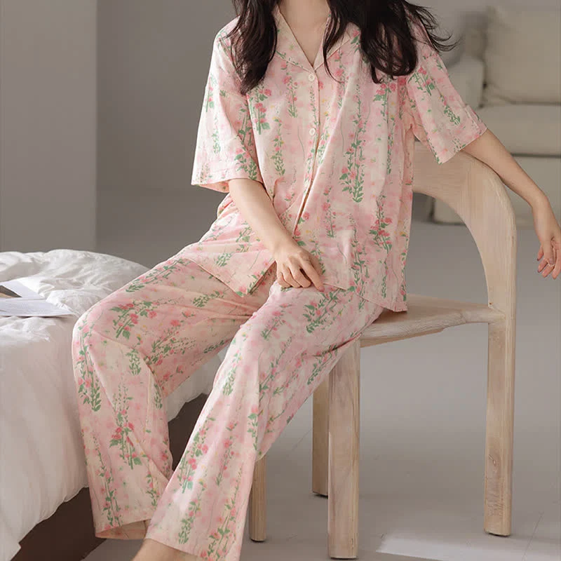 Ländliches Sommer-Loungewear-Set mit Blumenmuster