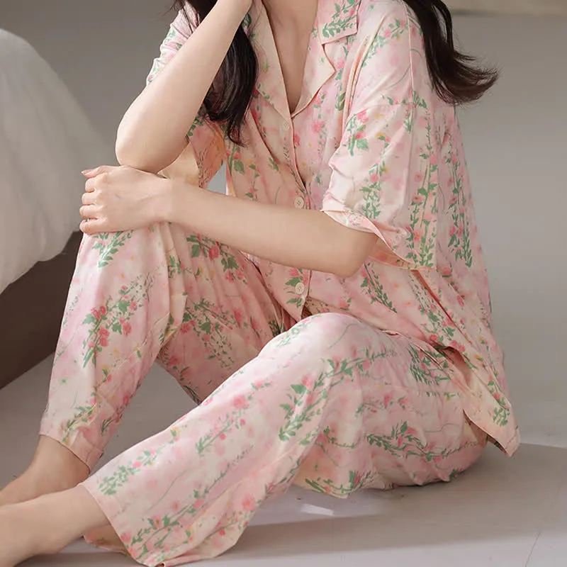 Ländliches Sommer-Loungewear-Set mit Blumenmuster