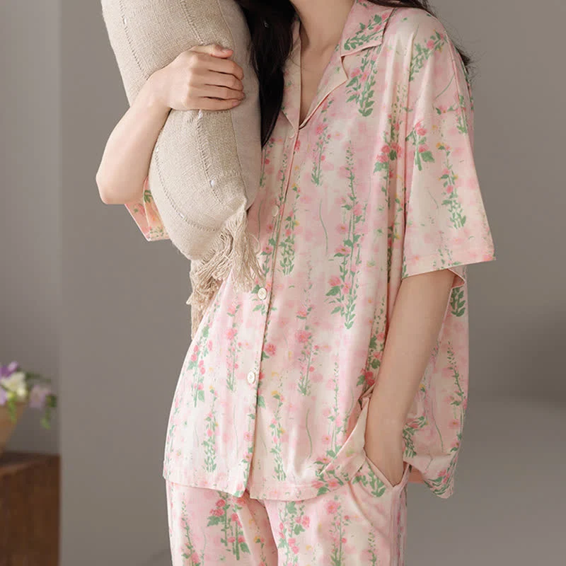 Ländliches Sommer-Loungewear-Set mit Blumenmuster