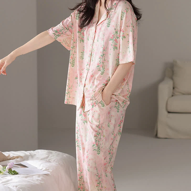 Ländliches Sommer-Loungewear-Set mit Blumenmuster