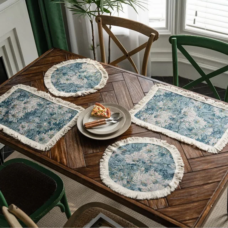 Jacquard-Tischset mit Sonnenblumen-Quaste und Ölgemälde