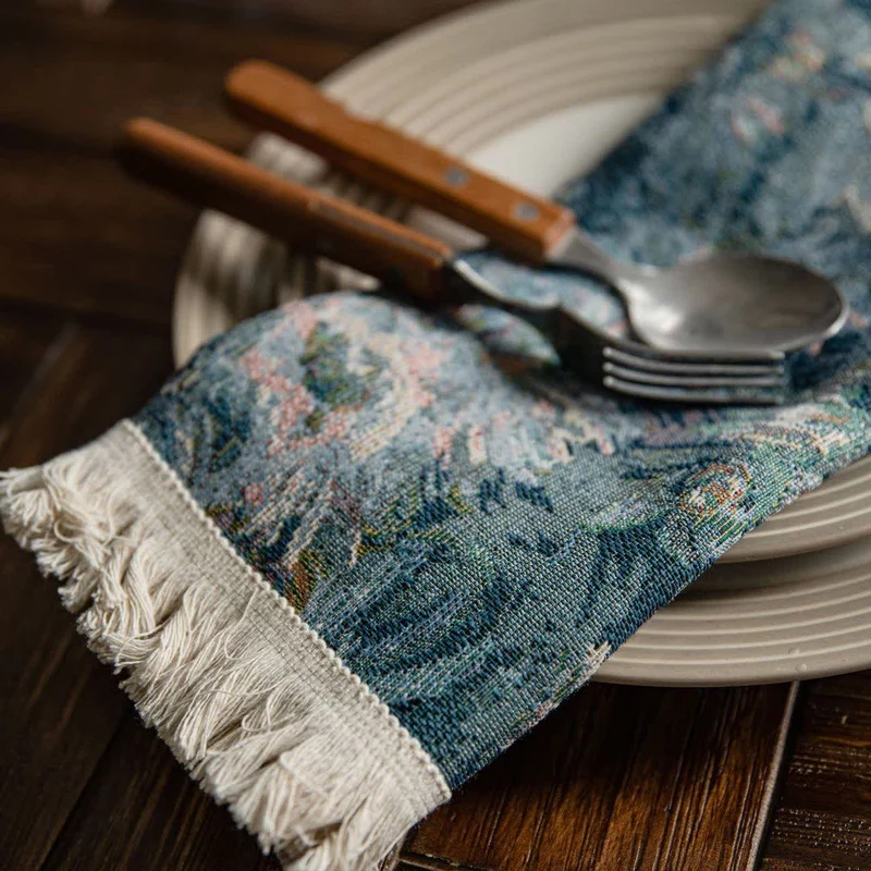Jacquard-Tischset mit Sonnenblumen-Quaste und Ölgemälde