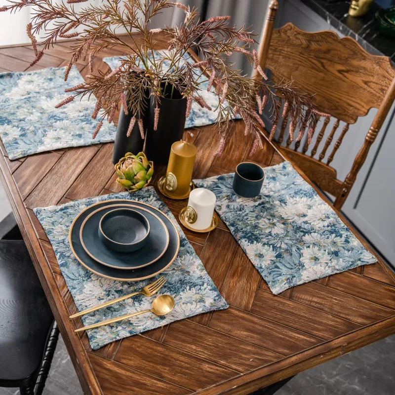Hitzebeständiges Tischset-Set mit Jacquard-Blumenmuster (4-teilig)