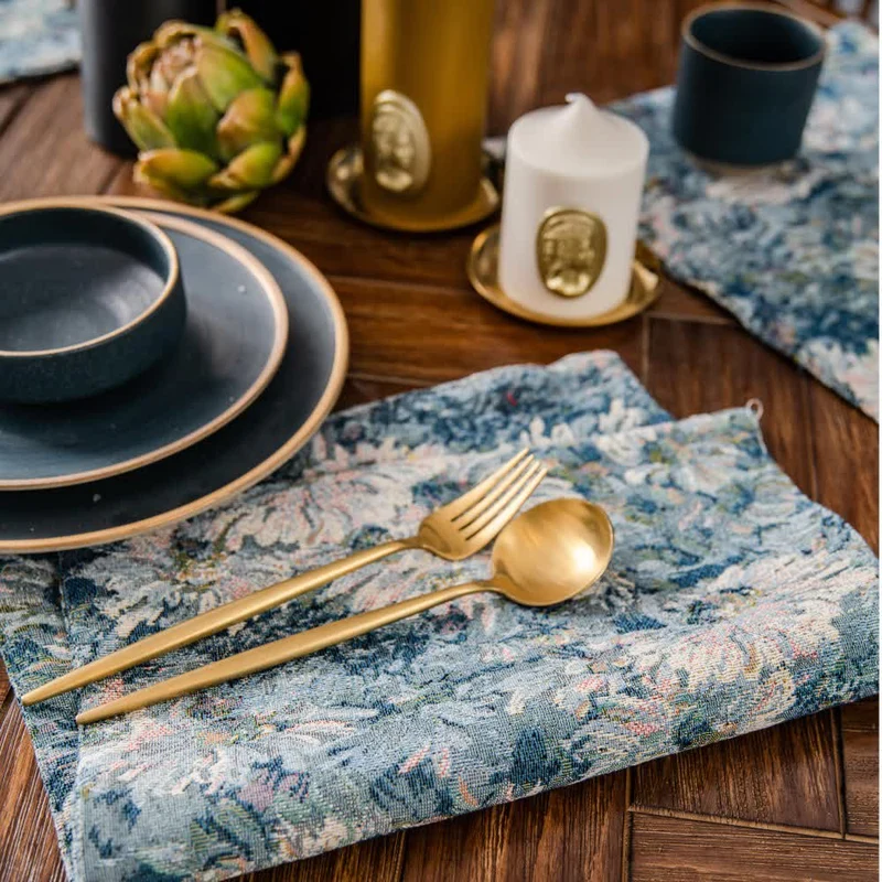 Hitzebeständiges Tischset-Set mit Jacquard-Blumenmuster (4-teilig)