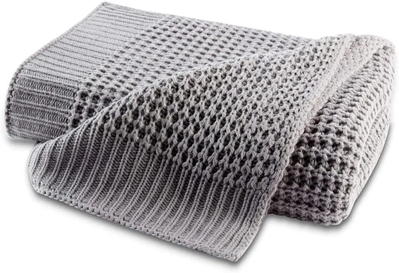 Biederlack Plaid Knit Acryl 130x170cm grau