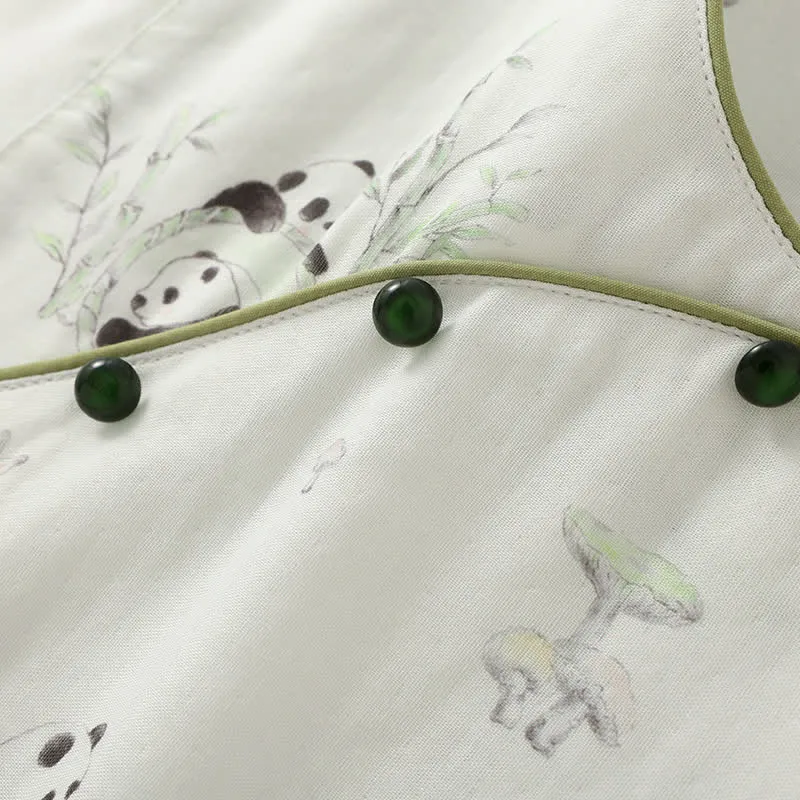 Ländliches Panda-Pyjama-Set aus Bambusfaser