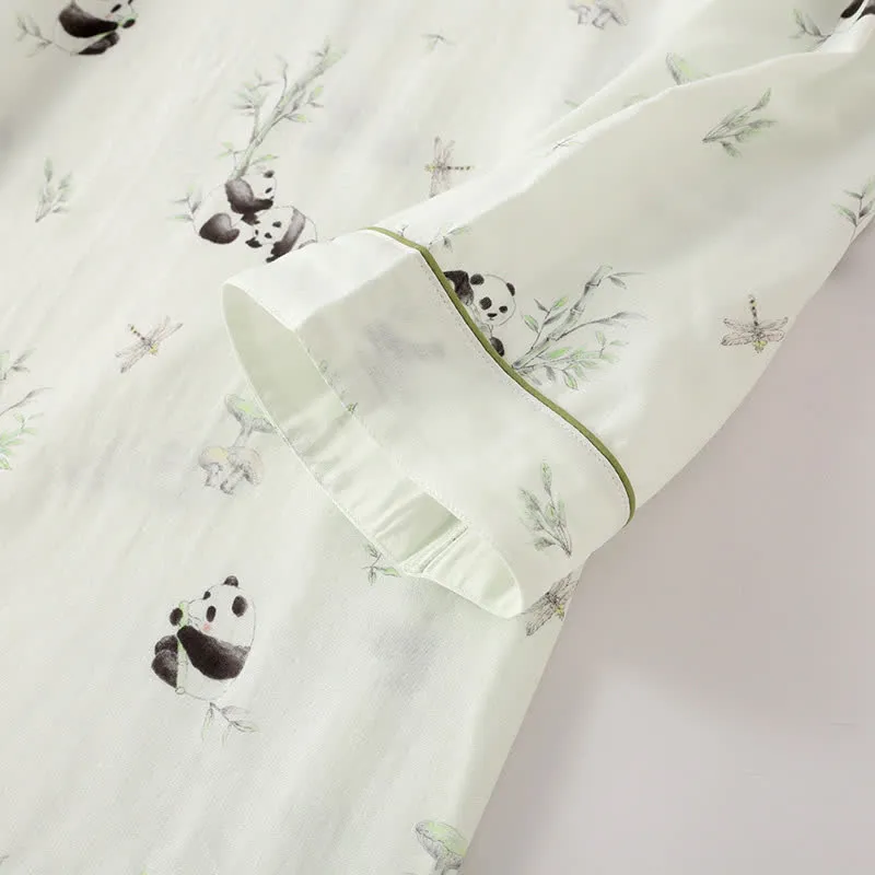 Ländliches Panda-Pyjama-Set aus Bambusfaser