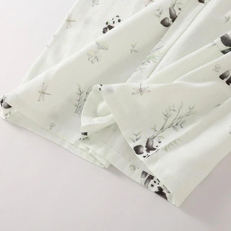 Ländliches Panda-Pyjama-Set aus Bambusfaser