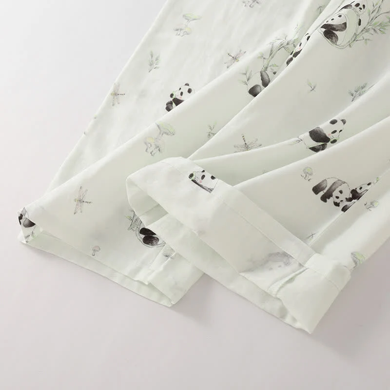 Ländliches Panda-Pyjama-Set aus Bambusfaser