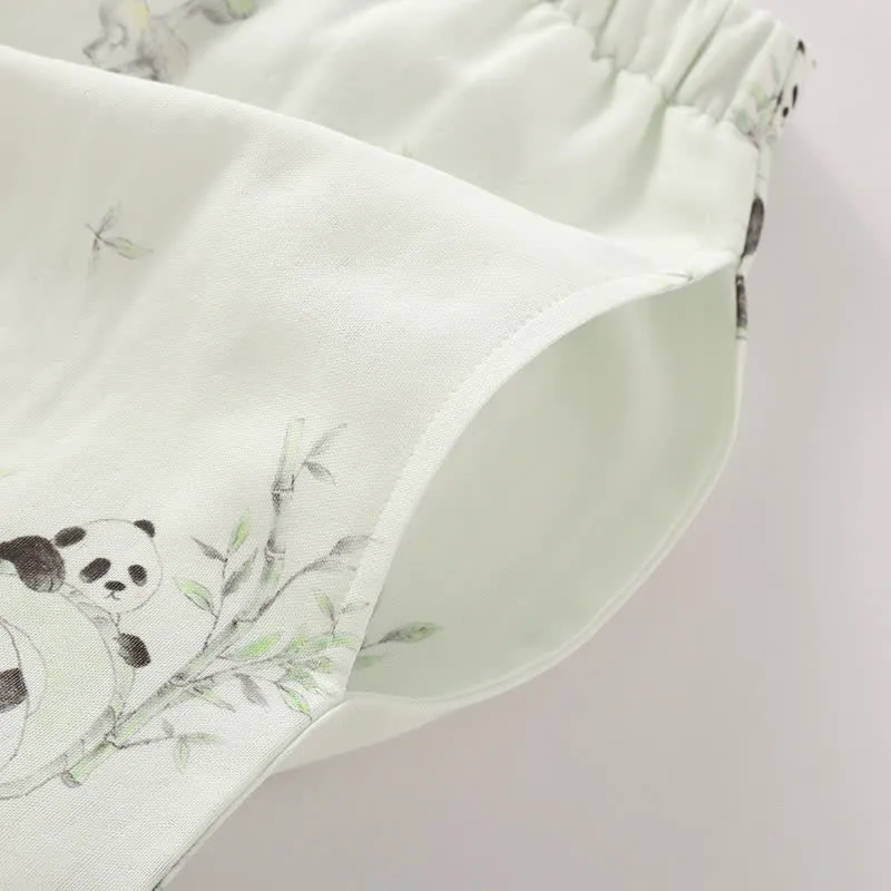 Ländliches Panda-Pyjama-Set aus Bambusfaser
