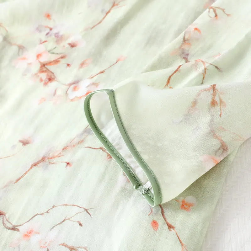 Pflaumenblüten-Pyjama-Set aus Bambusfaser