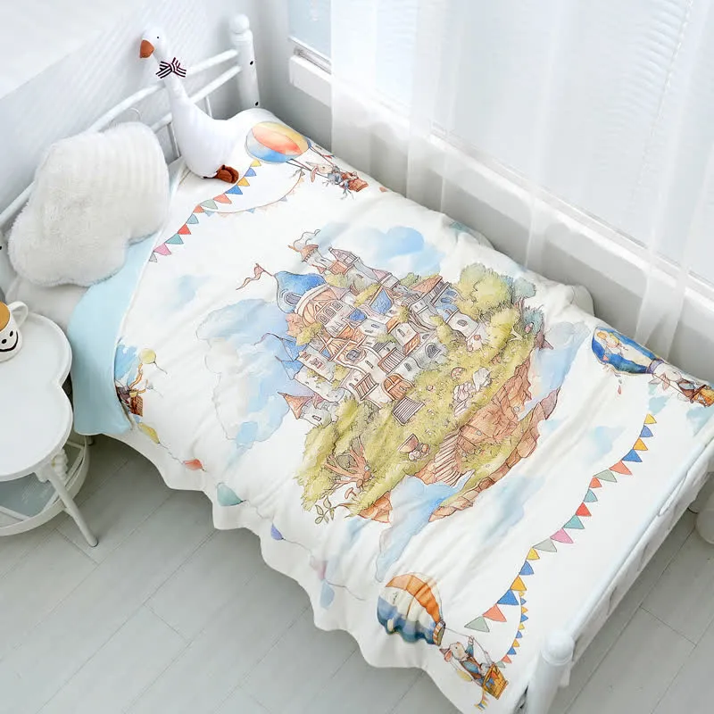 Babydecke aus Baumwolle mit Schloss im Wunderland-Stil