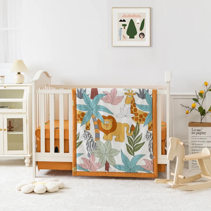 Bettwäscheset für Kinderbett aus Baumwolle mit Tiermotiven im Waldmotiv (3-teilig)