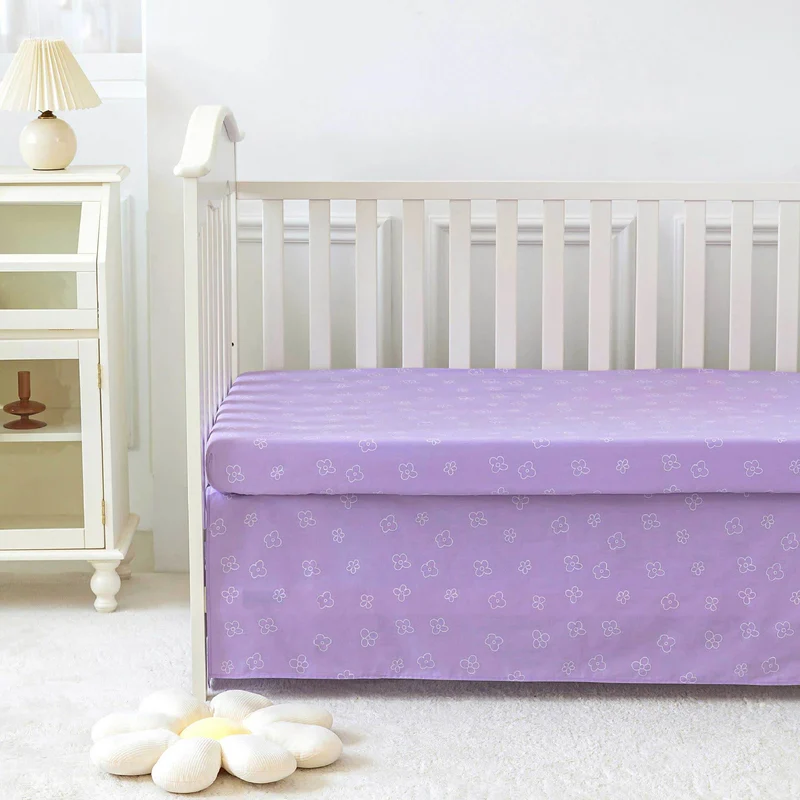Elegantes Bettwäscheset für Kinderbetten aus reiner Baumwolle mit Blumenmuster (3-teilig)