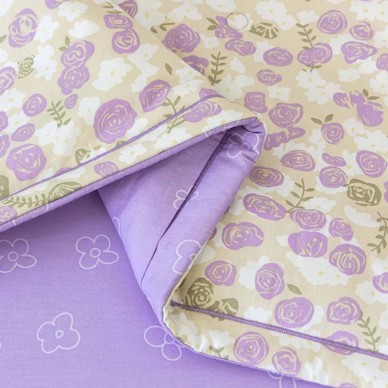 Elegantes Bettwäscheset für Kinderbetten aus reiner Baumwolle mit Blumenmuster (3-teilig)