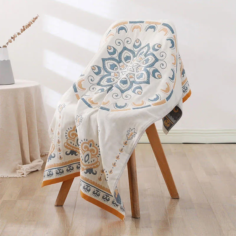 Ownkoti Badetuch aus Jacquard-Baumwolle mit Blumendruck