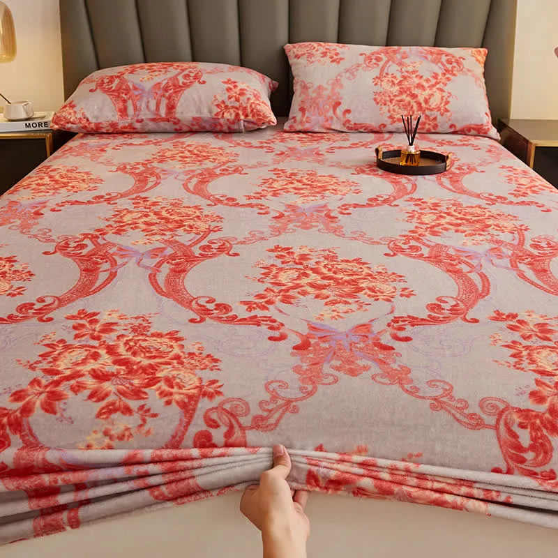 Spannbettlaken aus weichem Flanell mit Retro-Blumenmuster