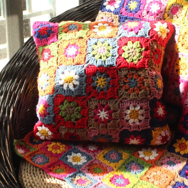 Ländlicher Daisy Handgemachter Häkelkissenbezug