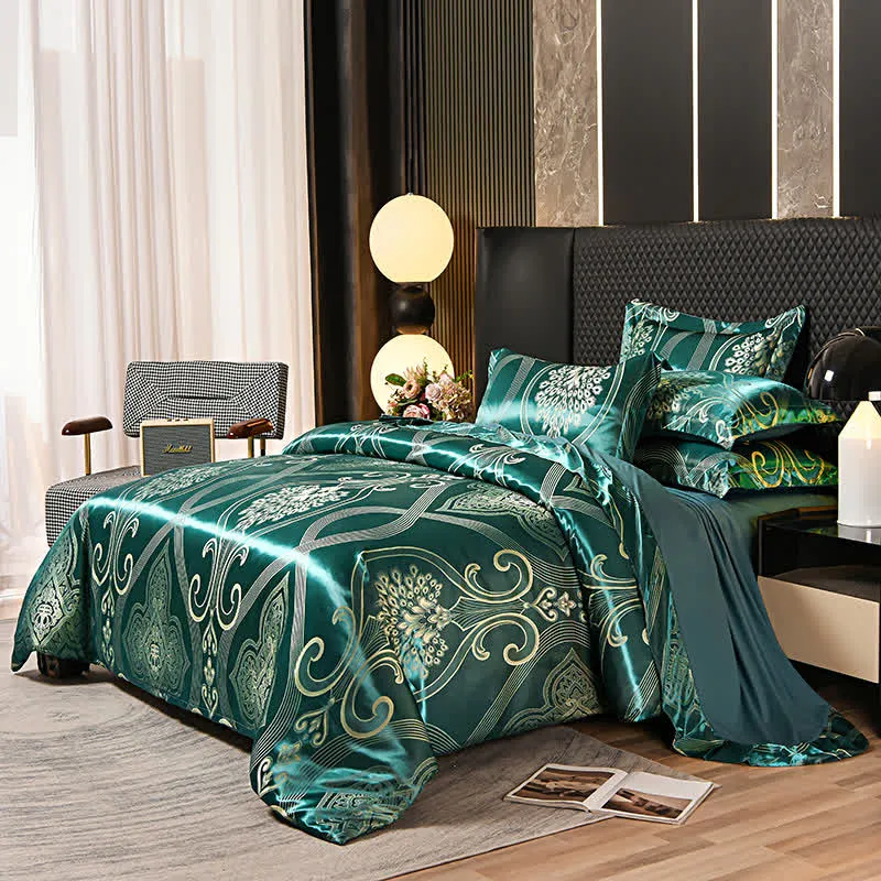 Weiches Vintage-Bettwäscheset aus Satin-Jacquard (4-teilig)