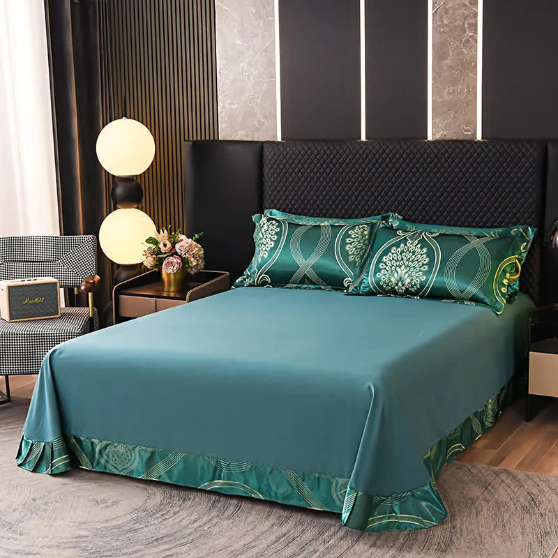Weiches Vintage-Bettwäscheset aus Satin-Jacquard (4-teilig)