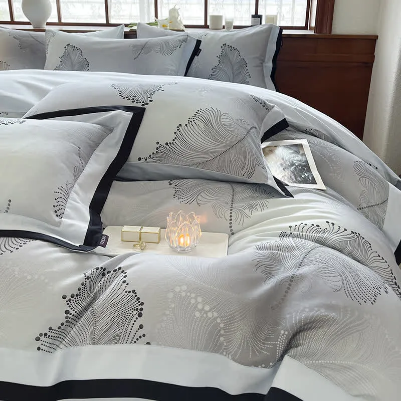 Luxuriöses Bettwäscheset aus gebürsteter Baumwolle mit Blumenmuster (4-teilig)