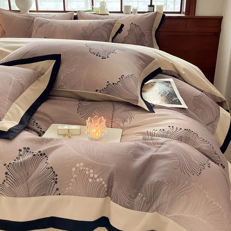 Luxuriöses Bettwäscheset aus gebürsteter Baumwolle mit Blumenmuster (4-teilig)