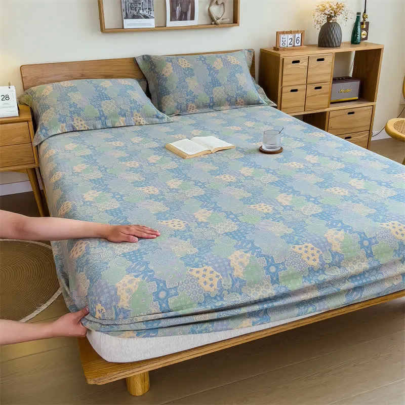 Elegantes Spannbettlaken aus Baumwollgaze im Jacquard-Stil