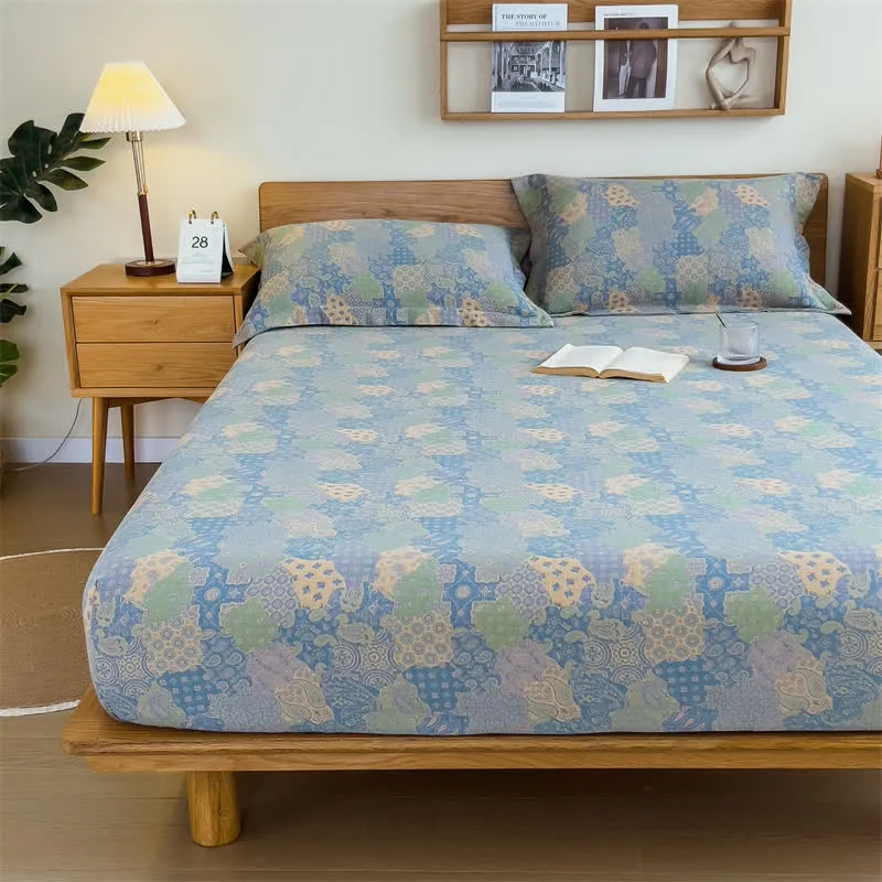 Elegantes Spannbettlaken aus Baumwollgaze im Jacquard-Stil