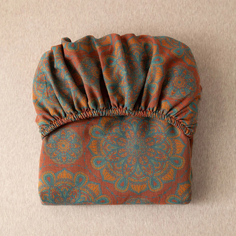 Weiches Spannbettlaken aus Baumwollgaze-Jacquard im Retro-Stil