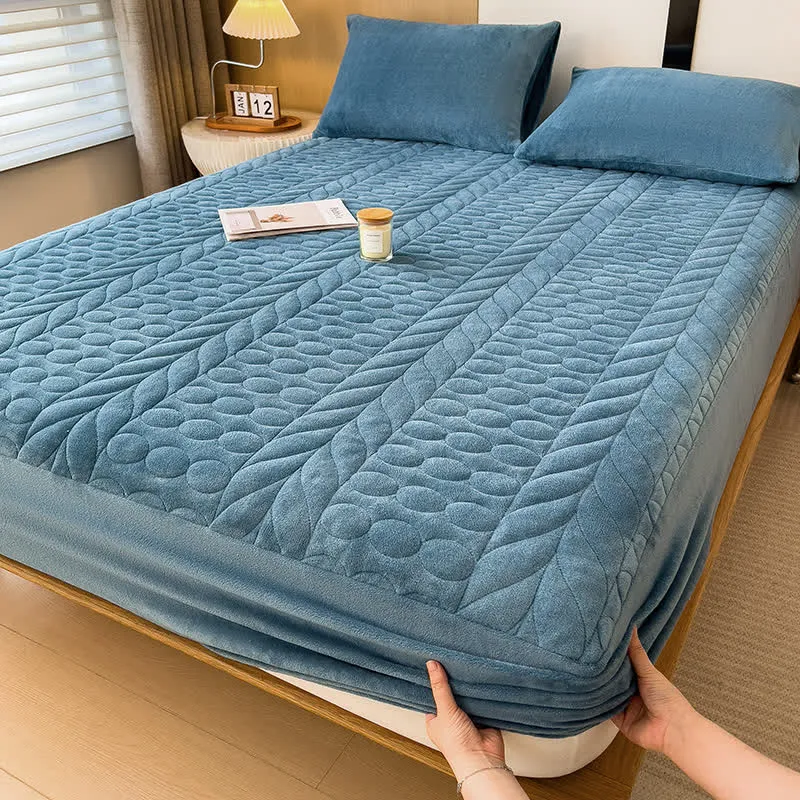 Einfaches Spannbettlaken aus Fleece mit Weizenähren