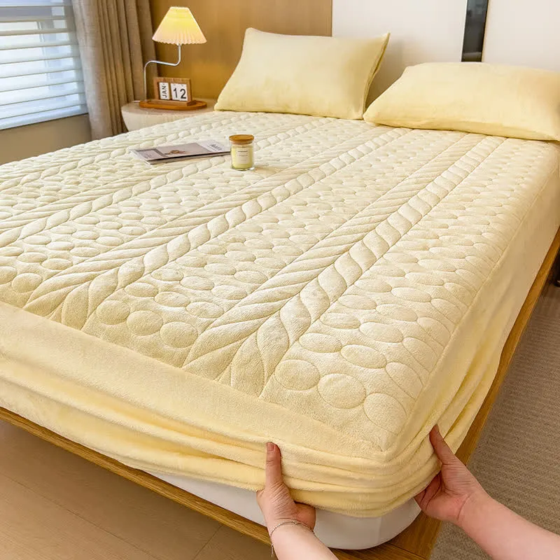 Einfaches Spannbettlaken aus Fleece mit Weizenähren
