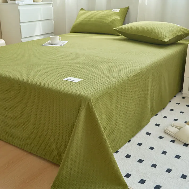 Einfarbige Baumwoll-Bettdecke mit Waffelstruktur