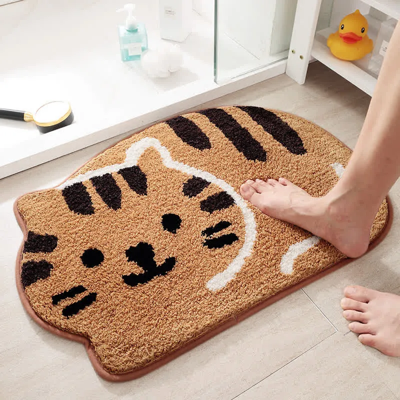 Saugfähige, rutschfeste Badematte mit süßem Katzenmotiv