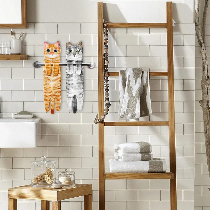 Handtuch mit Katzenmotiv zum Aufhängen für Küche und Bad