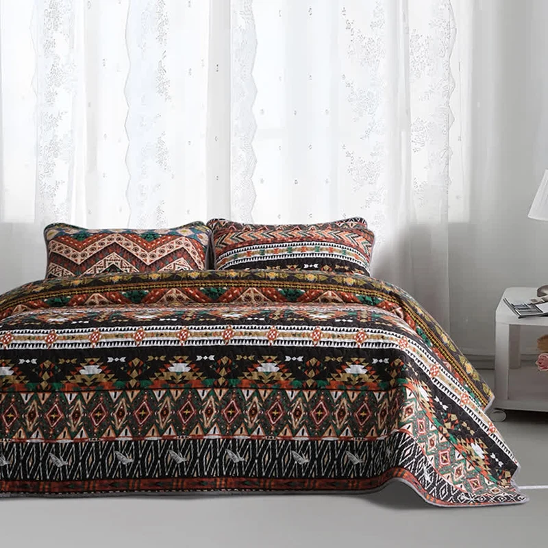 Gestepptes, atmungsaktives, weiches Bettwäscheset im Bohemian-Stil (3-teilig)