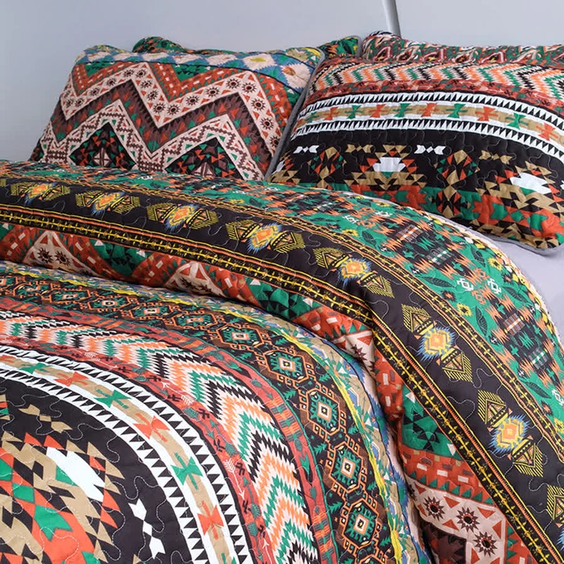 Gestepptes, atmungsaktives, weiches Bettwäscheset im Bohemian-Stil (3-teilig)