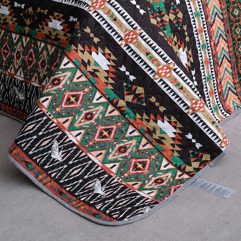 Gestepptes, atmungsaktives, weiches Bettwäscheset im Bohemian-Stil (3-teilig)
