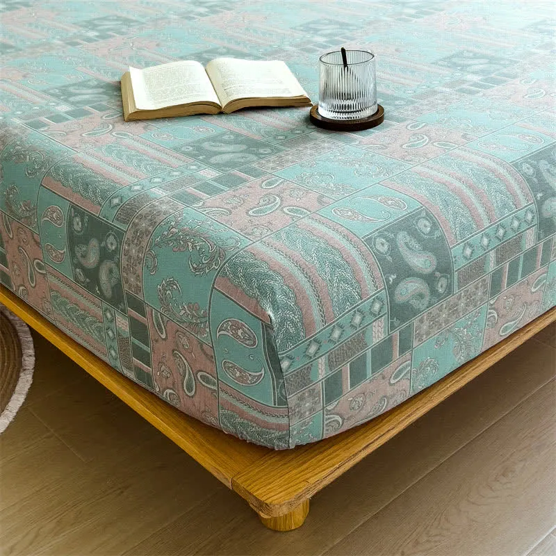 Spannbettlaken aus Baumwollgaze im Vintage-Paisley-Stil