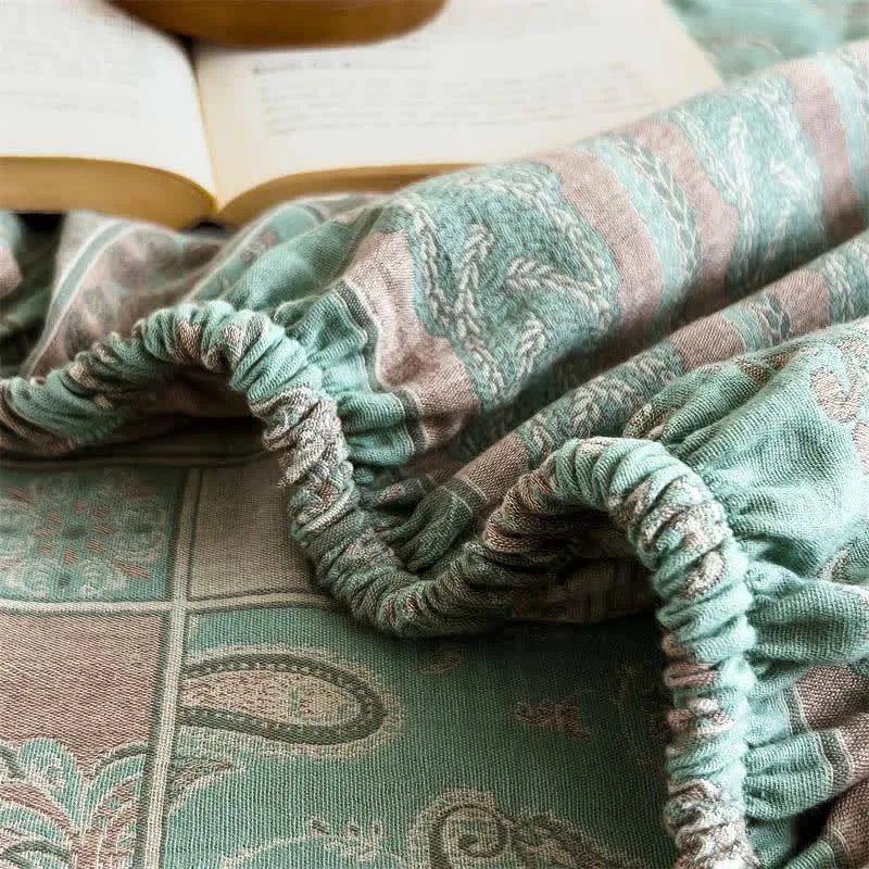 Spannbettlaken aus Baumwollgaze im Vintage-Paisley-Stil