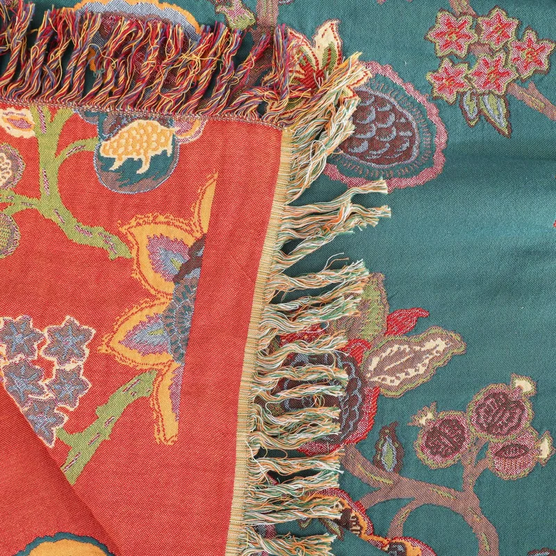 Bequeme Vintage-Sofadecke aus Baumwollgaze mit Quasten