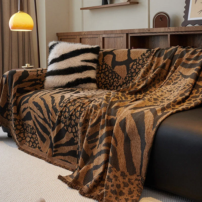 Chenille Couchbezug mit Vintage-Kunstpflanzen und Blumenmuster