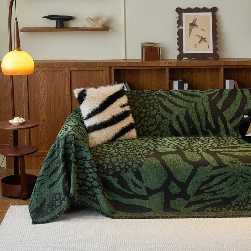 Chenille Couchbezug mit Vintage-Kunstpflanzen und Blumenmuster