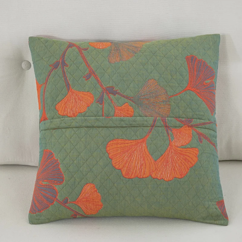 Kissenbezüge aus Baumwollgaze-Jacquard mit Ginkgoblättern (2 Stück)