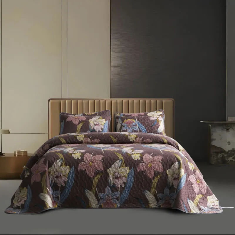 Gestepptes, atmungsaktives Bettwäscheset „Vintage Lily“ (3-teilig)