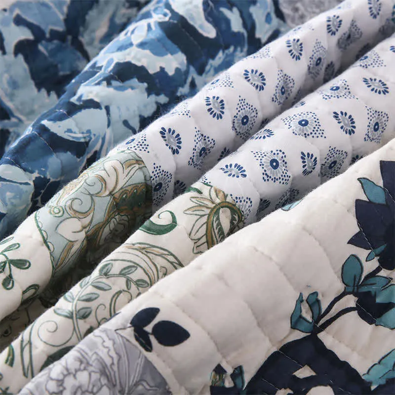 Gestepptes Bettwäscheset aus Baumwolle mit floralem Patchwork-Muster (3-teilig)