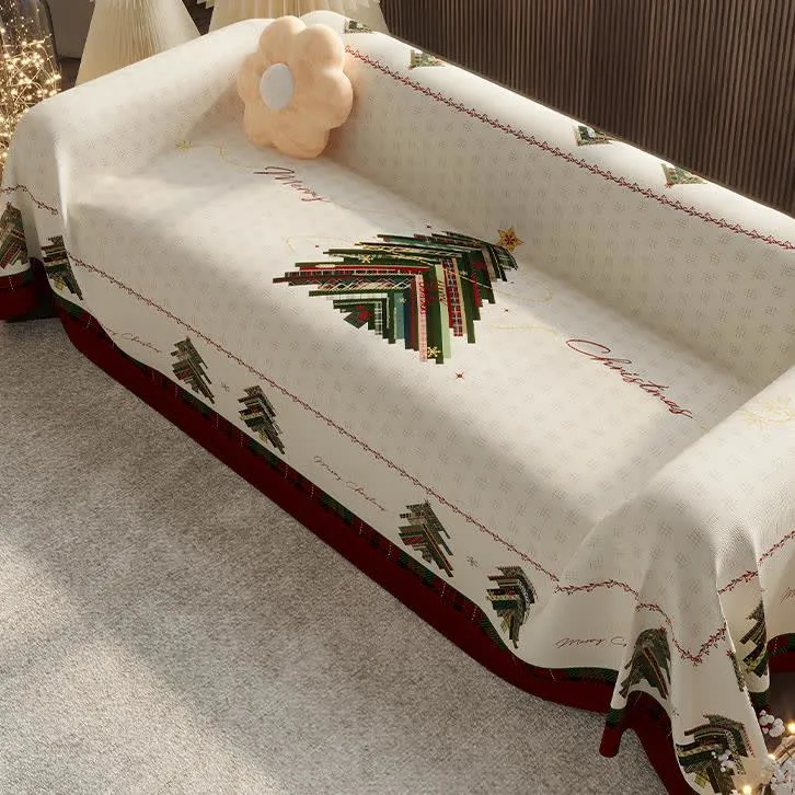 Einfacher Sofabezug aus Chenille mit Weihnachtsbaummotiv