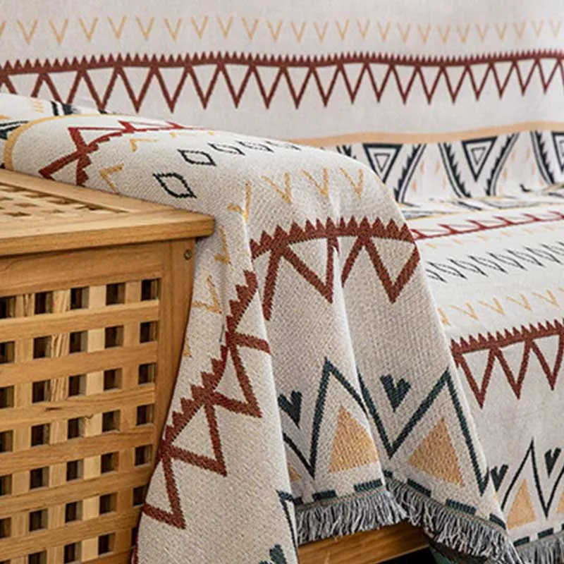 Ownkoti Indische geometrische Decke, wendbarer Sofabezug