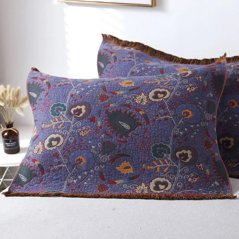Baumwollgaze Vintage Blumenkissenhandtuch (2 STK.)
