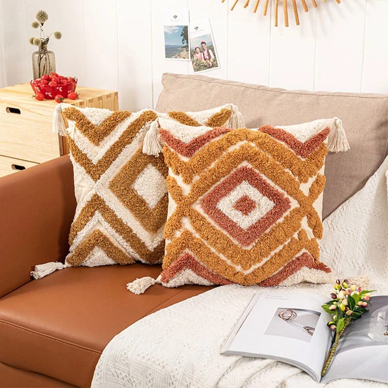 Ownkoti Marokko Jacquard-Kissenbezug mit Quasten