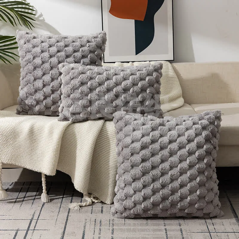 Flauschiger dekorativer Kissenbezug aus Jacquard-Schneeflockensamt
